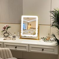 Miroir de maquillage LED haute définition en verre argenté pour table/bureau, idéal pour mariages et anniversaires