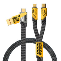 Convertisseur universel 4 en 1, charge super rapide PD 27W 6A, câble de données USB Type-C avec gaine en nylon, écologique pour téléphone portable