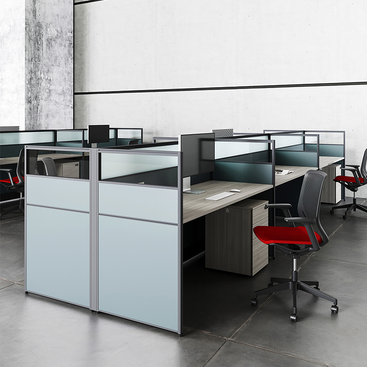 Moderne Open Ruimte Glas 6 Personen Werkruimte Callcenter Tafels Partitie Modern Kantoor Werkstation Bureau