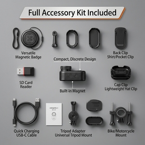 Micro-caméra portable 4K 1080p pour TikTok, <span class=keywords><strong>kit</strong></span> de montage POV pour créateurs de vidéos, anti-tremblement, étanche 5M, 128 Go - Product Image 6