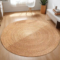 Tapis rond en jonc tissé à la main, grand tapis de sol pour salon, décoration photographique, style campagnard américain, couleur unie