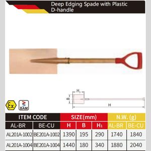 WEDO BAM ATEX FM Certificate Non-sparking Aluminium Bronze Deep <strong>Edging</strong> <strong>Spade</strong> with Plastic D-handle - Product Image 3