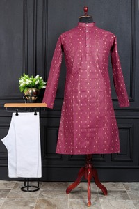 Vêtements décontractés pour fête de mariage Kurta simple et traditionnelle en pur coton pour hommes avec pyjama Fournisseur de meilleure qualité au prix de gros - Product Image 6