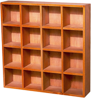 Étagère murale carrée en bois vieilli style rétro avec crochets, présentoir créatif à 16 compartiments, boîte de rangement murale pour articles divers
