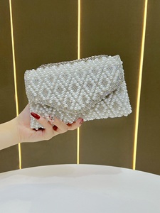 Mini Bolso de Mano para Novia, Bolso de Mano con Perlas, Bolso de Fiesta con Cuentas Hechas a Mano, Bolso de Hombro con Cadena para Boda, Bolso de Noche para Mujer, Bolso de Compromiso con Pedrería - Product Image 6