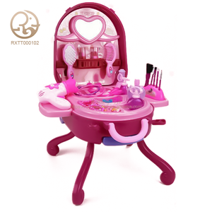 Grosir 2 warna berpura-pura kecantikan bermain Set mainan portabel Alloy koper dengan meja rias untuk anak-anak Unisex kotak plastik mainan anak perempuan - Product Image 1