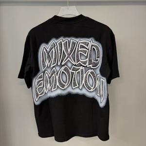Camiseta de Manga Corta para Hombre, Diseño Urbano, 100% Algodón, Estampado Retro de Grafiti, Corte Holgado, con Diamantes - Product Image 2