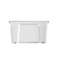 Nouvelle conception de bac de rangement en plastique transparent de 52 L avec roulettes, couvercle à loquet, organisateur de vêtements et de jouets pour la maison