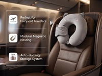 Oreiller de voyage ergonomique en mousse à mémoire de forme en forme de U avec logo, support cervical 360°, respirant et ultra-doux en Spandex, pour le transport transfrontalier