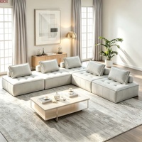 Quadratisches Modulares Sofa Würfelblock Leder Stoff Ottoman Sofa Frei Kombinierbares Sektionalsofa für Moderne Apartments Wohnzimmer Hotel