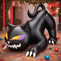 Décoration extérieure gonflable d'Halloween de chat noir de 6 pieds lumières LED accessoires de vacances intégrés pour les décorations murales de cour/jardin