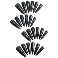 Faux ongles longs style stiletto européens et américains – Design sombre et audacieux pour filles chics – Capsules d'ongles amovibles couleur unie