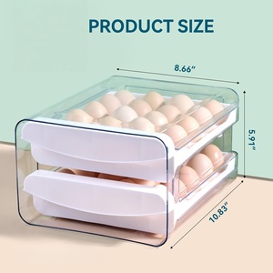 Capacity Stackable Drawer-type Plastic Egg Organizer <b>Kitchen</b> 2-Tier Fridge Durable Eco-Friendly Detachable Foldable Modern - Product Image 3