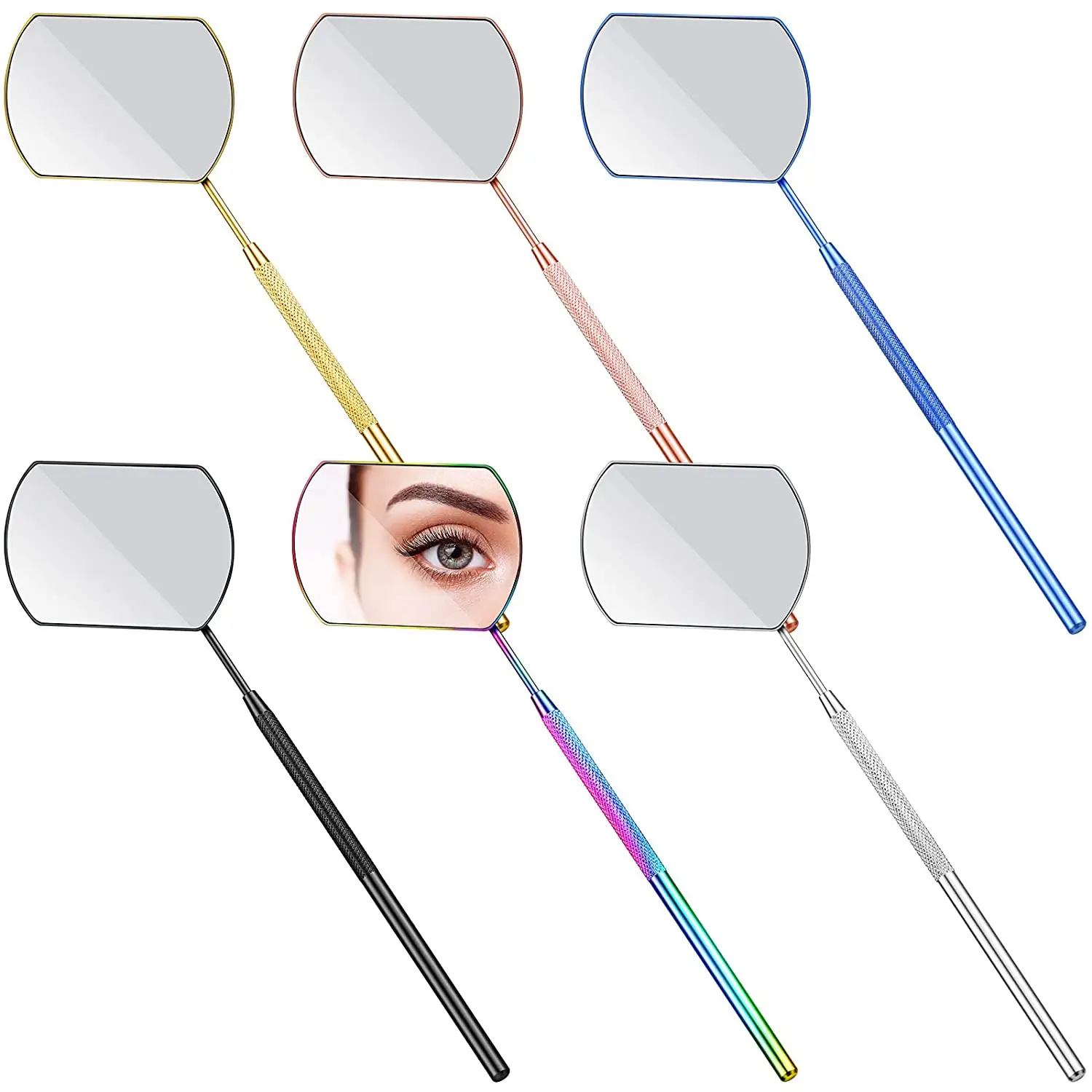 Lash Mirror for Eyelash Extensions Stainless Steel Eyelash Mirror Square Large Detachable Beauty Makeup Mirror Lash Tools
