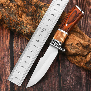 Étui à couteau en cuir Oemfactory, lame droite de 85 mm, acier, manche en bois, pour l'escalade en montagne, les voyages, couteau de poche - Product Image 2