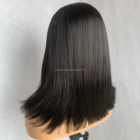 Perruque Bob Courte Droite Noire Naturelle en Cheveux Synthétiques Résistants à la Chaleur (14 Pouces) pour Femmes Noires - Vente en Gros