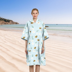 Sẵn Sàng Để Tàu Áo Thun Phong Cách Đầy Màu Sắc In Ấn Da Lộn Nhanh Khô Sợi Nhỏ Poncho Khăn Thay Đổi Áo Lướt Bãi Biển Poncho - Product Image 6