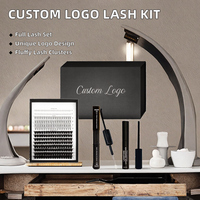 Kit de cils en grappe synthétiques à 12 rangées avec logo personnalisé, faits à la main, avec pointes de longueurs variées, colle inférieure et emballage personnalisé