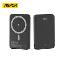 ASPOR Batterie Externe Magnétique Ultra-Fine 5000mAh, Charge Rapide 15W, Chargeur Portable Sans Fil