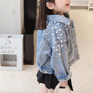 Nouvelle veste en jean tendance coréenne pour bébés filles, collection printemps-automne 2021, avec perles, pour enfants - Product Image 3