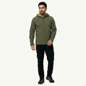 Men's Standard 100% Cotton <b>Canvas</b> Softshell Hooded Jacket with Stand Collar Waterproof Autumn Casual Front 2026 - Product Image 1