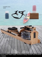 Simulateur de Rameur Commercial Pliable et Réglable Résistant à l'Eau avec Cadre en Chêne pour Usage Domestique et Affichage LED, Capacité 150 kg