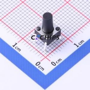 TSD001B10018A Tactile Switch Through hole Component (THT)-4P,6x6mm Switch Round Button 1.8N Through Hole 6mm - Product Image 1