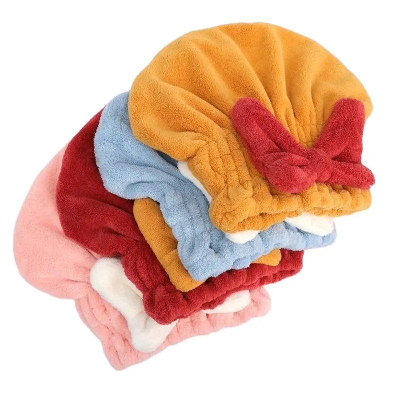 Cappello asciutto con fiocco assorbente ad asciugatura rapida ispessimento sciarpa da doccia asciugamano carino shampoo asciugamano asciutto