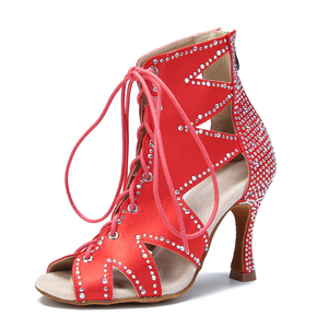 Phụ Nữ Mới Của Khiêu Vũ Latin Giày Sexy Giày Cao Gót Màu Đen Đảng & Đỏ Khiêu Vũ Khiêu Vũ Khởi Động - Product Image 1