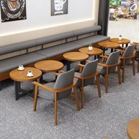 Design moderne nordique pour café de thé au lait Meubles de restaurant Table à manger et chaises en bois Ensemble de cabine de canapé