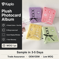 Album photo en peluche A5 Kpop avec reliure à 6 anneaux et fenêtre de présentation frontale pour cartes d'idols de 3 pouces, disponible en 4 couleurs pastel