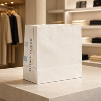 Sac fourre-tout en papier personnalisé de luxe pour les entreprises de vente au détail, sac de shopping en papier blanc, poignée en corde kraft