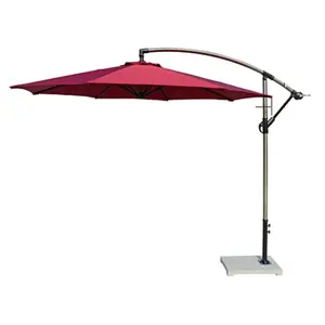 Deluxe Aluminum Pole Cantilever Ribs Patio Umbrella Outdoor Market Event Parasol Sunshade Banana Hanging Umbrella Bases