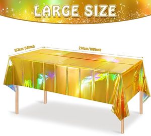 Nappes <span class=keywords><strong>en</strong></span> plastique rectangulaires au laser arc-<span class=keywords><strong>en</strong></span>-ciel de couleur unie réutilisables personnalisées <span class=keywords><strong>en</strong></span> usine pour une utilisation <span class=keywords><strong>en</strong></span> fête - Product Image 4