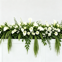 Chemin de table personnalisé en lys artificiels blancs, arrangement floral artificiel avec verdure tombante pour la décoration de scène de mariage et de banquet