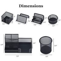 6 pièces en maille métallique organisateur de bureau ensemble fournitures de bureau à domicile porte-stylo et paniers de rangement pour caddie de bureau