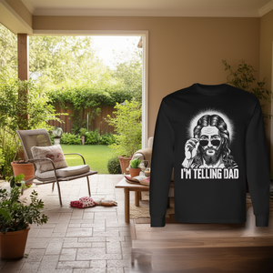 I'm Telling Dad Jesus T-shirt à manches longues noir unisexe taille adulte M L XL XXL - Product Image 3