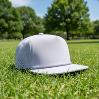 Casquette de baseball en polyester 5 panneaux personnalisée de haute qualité avec logo brodé, motif léopard, trous découpés au laser, imperméable, pour le sport et le golf, OEM