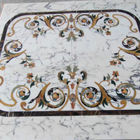 Carreau de design à motif de médaillon de fleur d'entrée en marbre au jet d'eau de taille personnalisée OEM pour hall d'hôtel