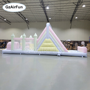 Parcours d'obstacles gonflable <span class=keywords><strong>de</strong></span> qualité commerciale couleur macaron avec toboggan, château gonflable en PVC pour enfants pour mariages, anniversaires et événements - Product Image 5