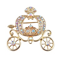 Élégante Broche en Alliage Écologique pour Femme, Motif Carrosse Citrouille, Inspirée des Contes de Fées, Ornée de Strass Colorés et de Diamants