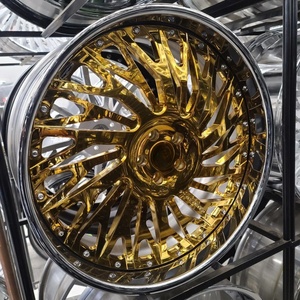 Cerchio in Lega di Alluminio Forgiato Personalizzato ad Alte Prestazioni, 22-28 Pollici, 2 Pezzi, Faccia Dorata, Bordi Cromati, Design Concavo Lucidato per Impala - Product Image 1