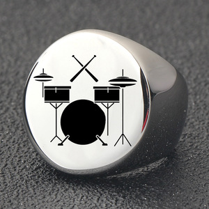 Round Stainless Steel Drum Kit <b>Ring</b> 22mm Men's Fashion Jewelry Gift Gold Color - Product Image 4