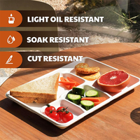 Plateau de collation plat à 5 compartiments Assiette de bagasse de canne à sucre Assiettes jetables Assiettes de bagasse naturelles blanches écologiques