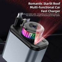 Chargeur de voiture 5-en-1 à charge rapide PD 2.0 180W avec câble rétractable pour téléphone portable et ordinateur portable, diffuseur de parfum désodorisant