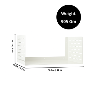 ชั้นวางของโลหะทันสมัย ขนาด S สีขาว ทนทาน ตกแต่งสวยงาม ชั้นวางลอยสำหรับบ้าน สำนักงาน ห้องนั่งเล่น ห้องนอน พื้นที่ทำงาน - Product Image 4