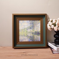 Peintures et décorations murales de paysages européens et de fleurs, art mural vintage à l'huile, articles de décoration intérieure en bois, toile de luxe
