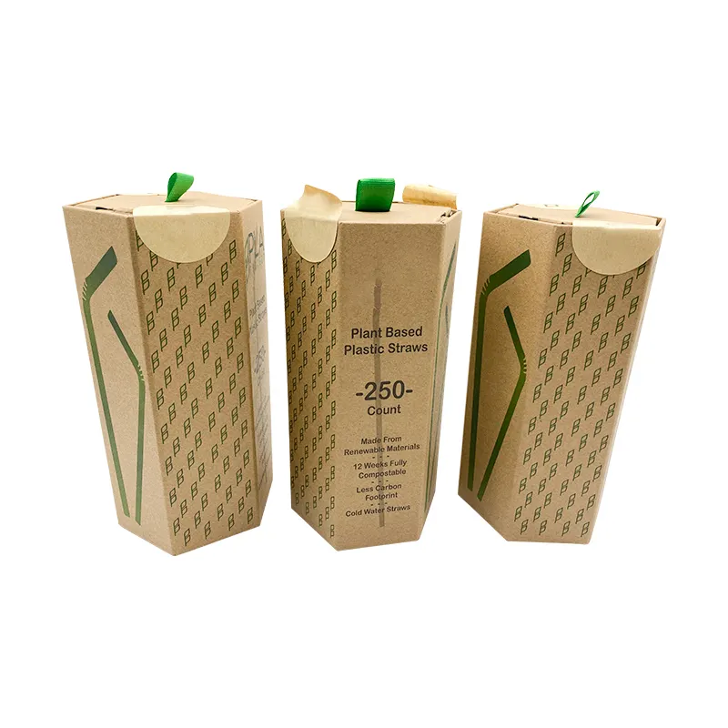 Biyobozunur özel Kraft kağıdı konteyner gıda sınıfı altıgen boş karton kağıt tüp saman