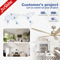 1stshine Ventilateur de plafond Sleek Lames en bois Fabricant Moteur DC 6 vitesses Ventilateur de plafond intérieur en bois avec télécommande