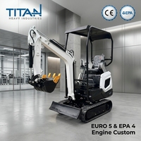 Excavator Mini Pembersih Lahan TITAN untuk Mesin 1 Ton CE EPA Hidrolik Crawler Bucket 0.025m Daya Gali Tinggi Garansi 1 Tahun